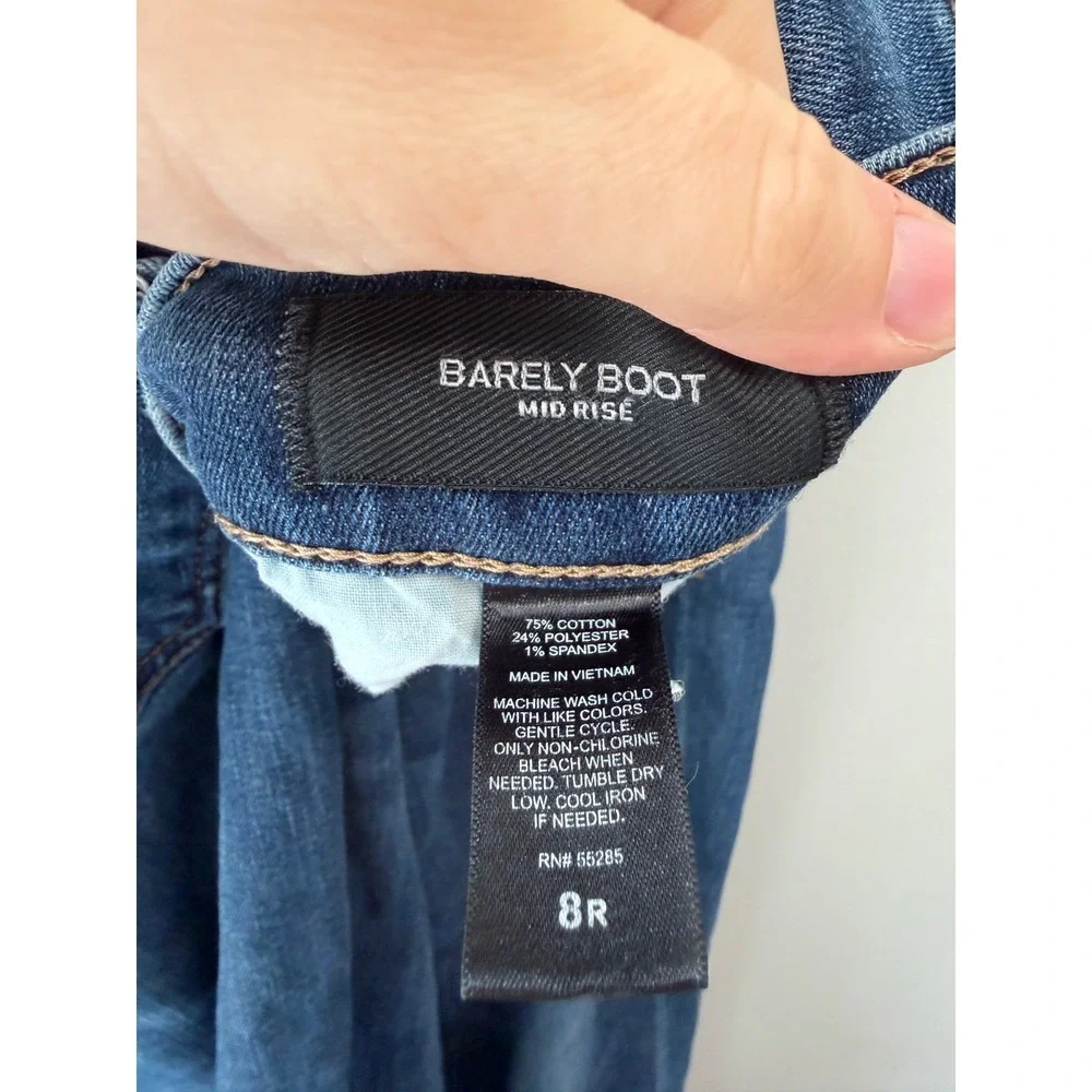 Express Barely Boot Mid Rise Jeans Medium Wash Blue Denim Women Size 8R